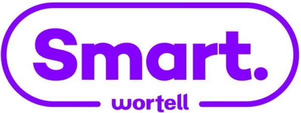Paars logo met ‘Smart.’ groot binnen een afgeronde rechthoek en ‘wortell’ klein eronder.