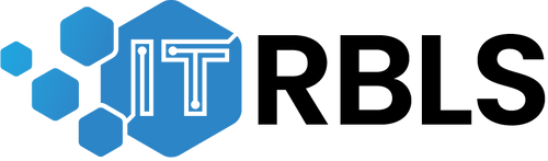 IT RBLS-logo met blauwe hexagonen en een gestileerde ‘IT’ links, en ‘RBLS’ in zwarte letters rechts.