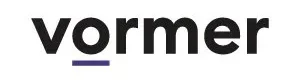 Zwart woordmerk ‘vormer’ met een korte paarse streep onder de eerste letter.