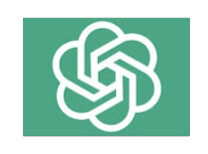 Wit OpenAI-logo met een gevlochten, zeskantige knoop op een groene achtergrond.