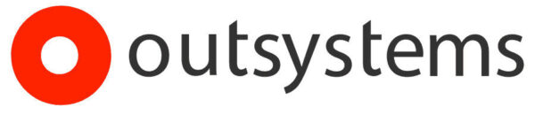 Logo van OutSystems: rode ring links naast de grijze tekst outsystems.